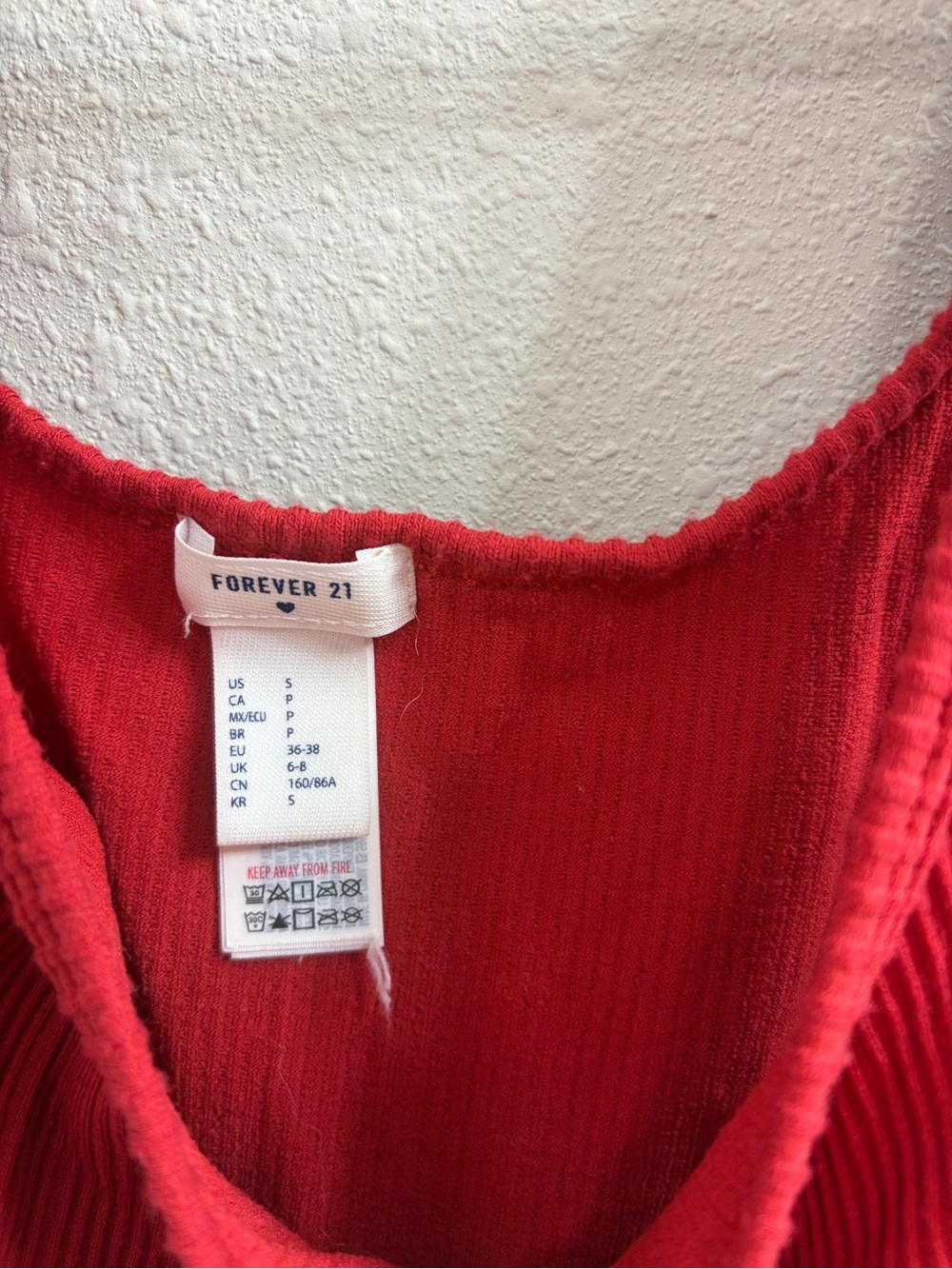 Forever 21 Red Ribbed Crop Tank with Ruffle Straps - Picture 2 of 3